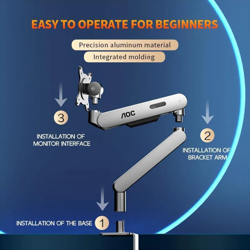 AOC Single Monitor Desk Mount 17’’-34’’ Inch Weight up to 19.8 lbs Screen Bracket Adjustable 360° Rotation AM400B Black