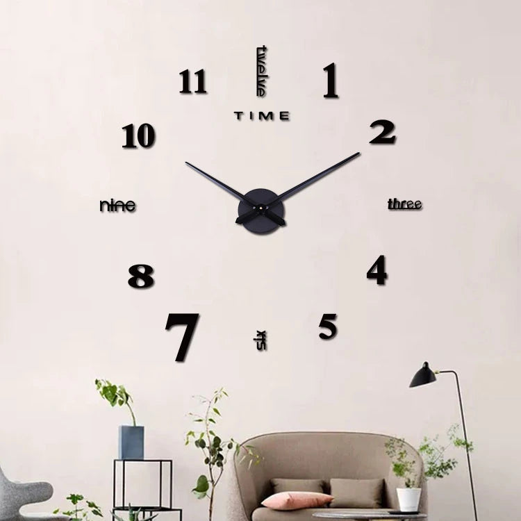NEW Modern Design Large Wall Clock 3D DIY Quartz Clocks Fashion Watches Acrylic Mirror Stickers Living Room Home Decor