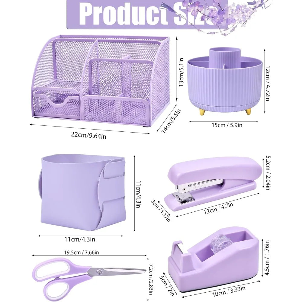 purple desk organizers and accessories with mesh desk organizer and 360°rotating pen holder and a lot of office purple