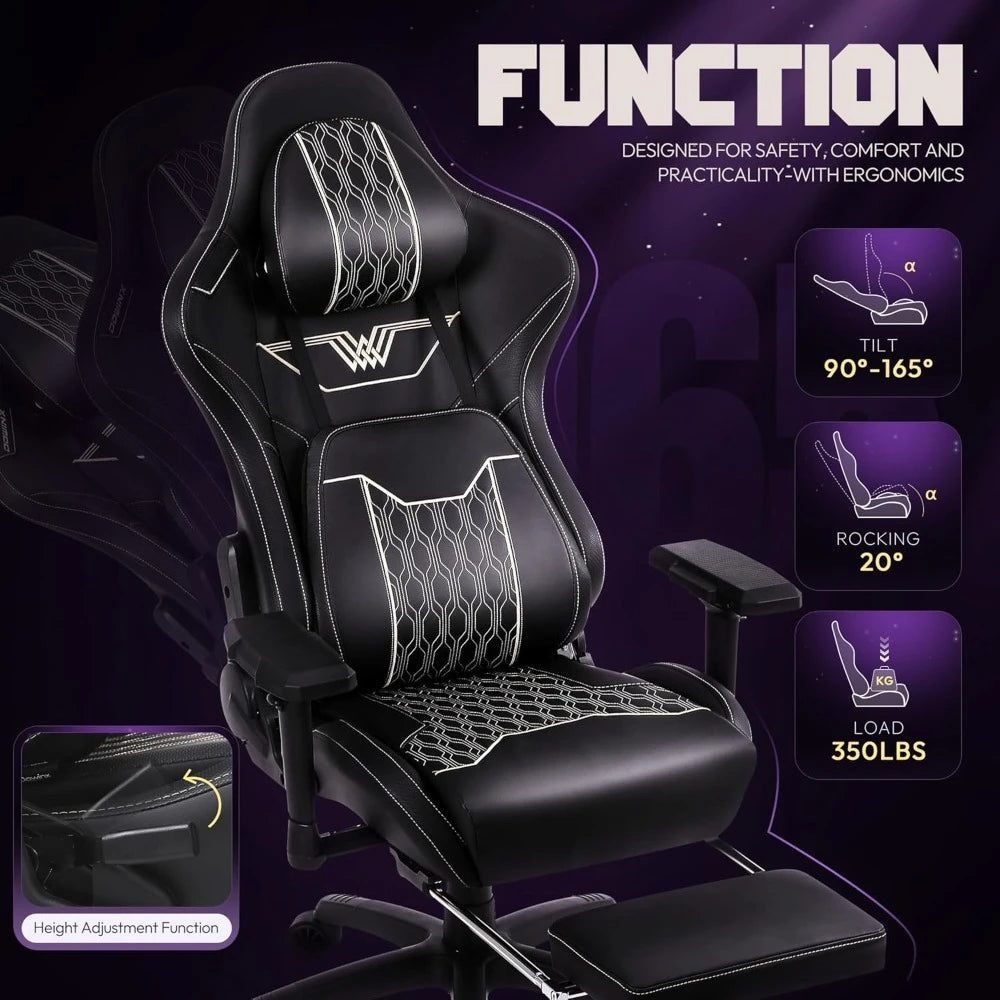 Big and Tall Gaming Chair with Footrest High Back Ergonomic Office Chair with Comfortable Headrest and Lumbar Support 4