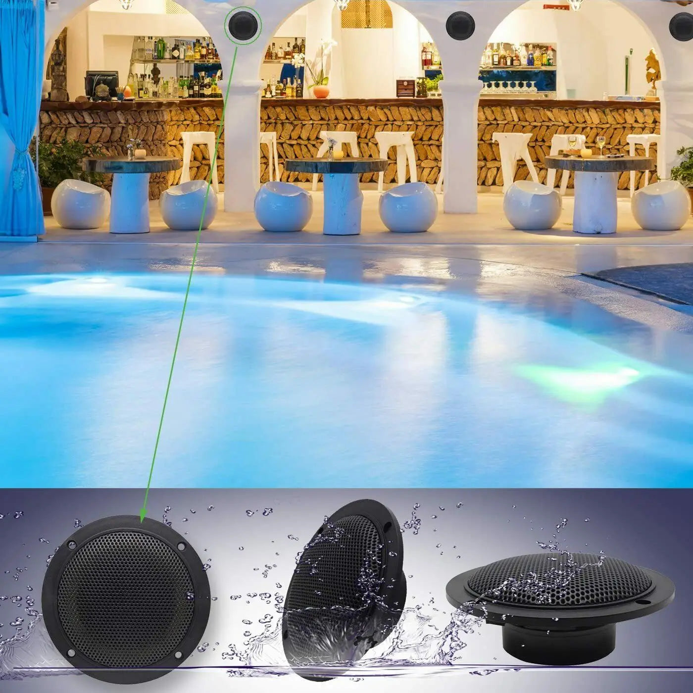 Herdio 4 Inch 160W Home In-Wall Ceiling Waterproof Speaker Surround Sound Speaker for Kitchen Bathroom Yacht Outdoor