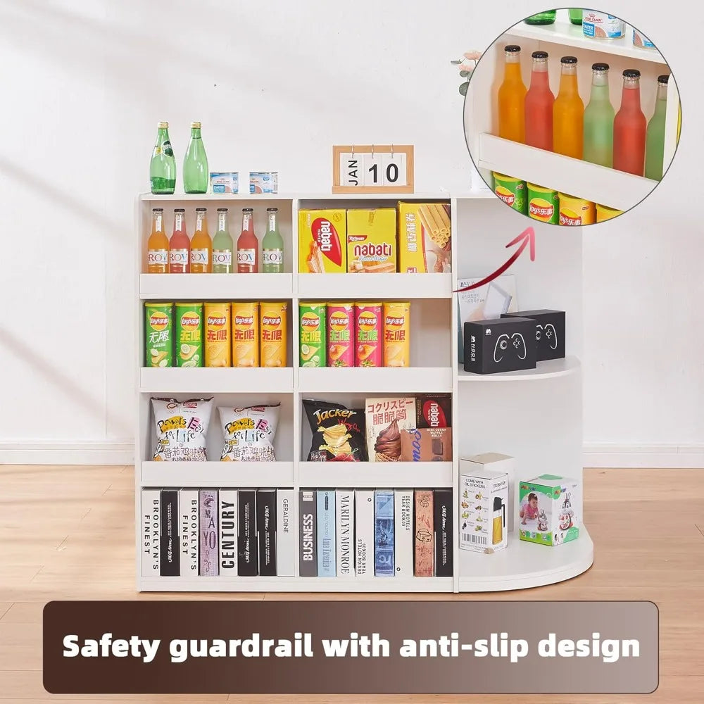 Retail Counter,L Shaped Reception Desk for Retail Stores,Modern Checkout Counter with Storage Cabinet Lockable Drawer