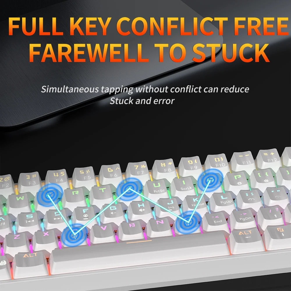 MUCAI MK61 USB Gaming Esports Mechanical Keyboard 61 Key Red Switch Wired Detachable Cable RGB Backlight Hot Swap