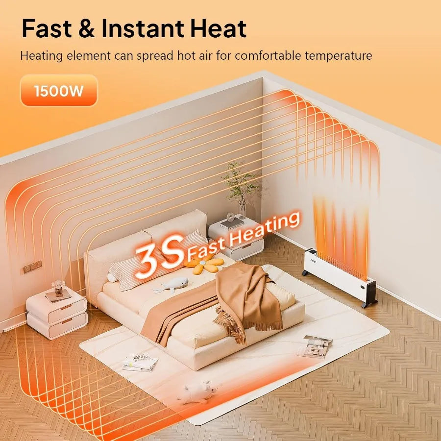 32-inch Electric Baseboard Heater with Knob Control for Indoor Home Bedroom Office Use 1500W Space Heater