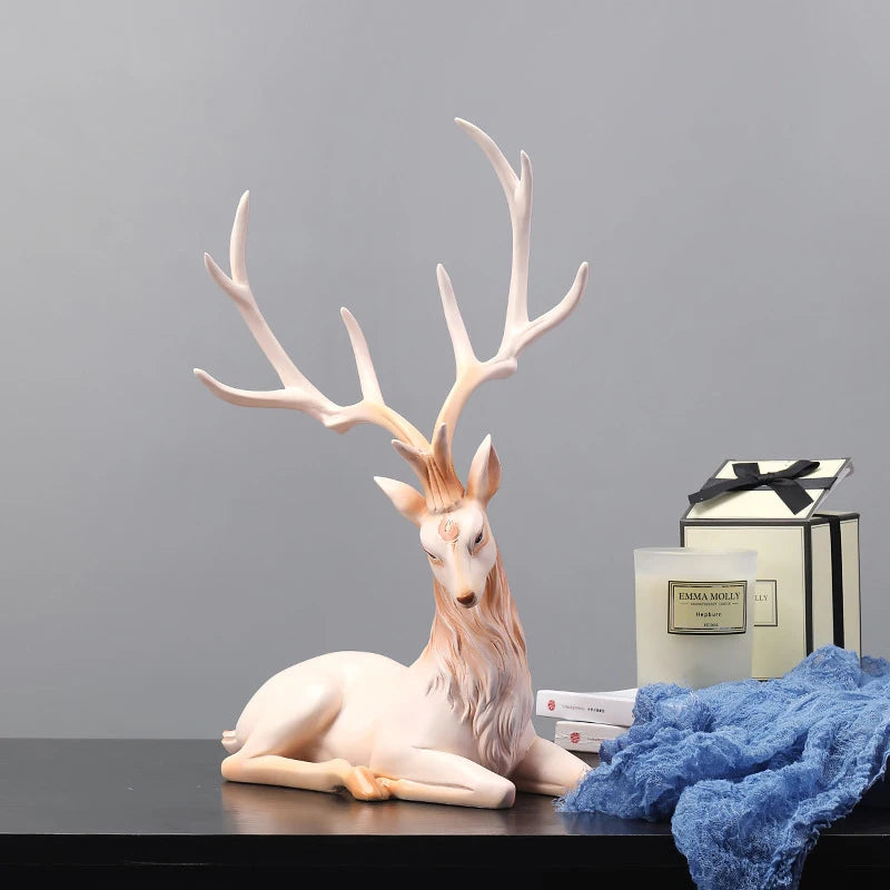 35cm High End Deer Statue Reindeer Figurines Resin ELK Sculpture For Living Room Luxury Home Decoration Nordic Tabletop
