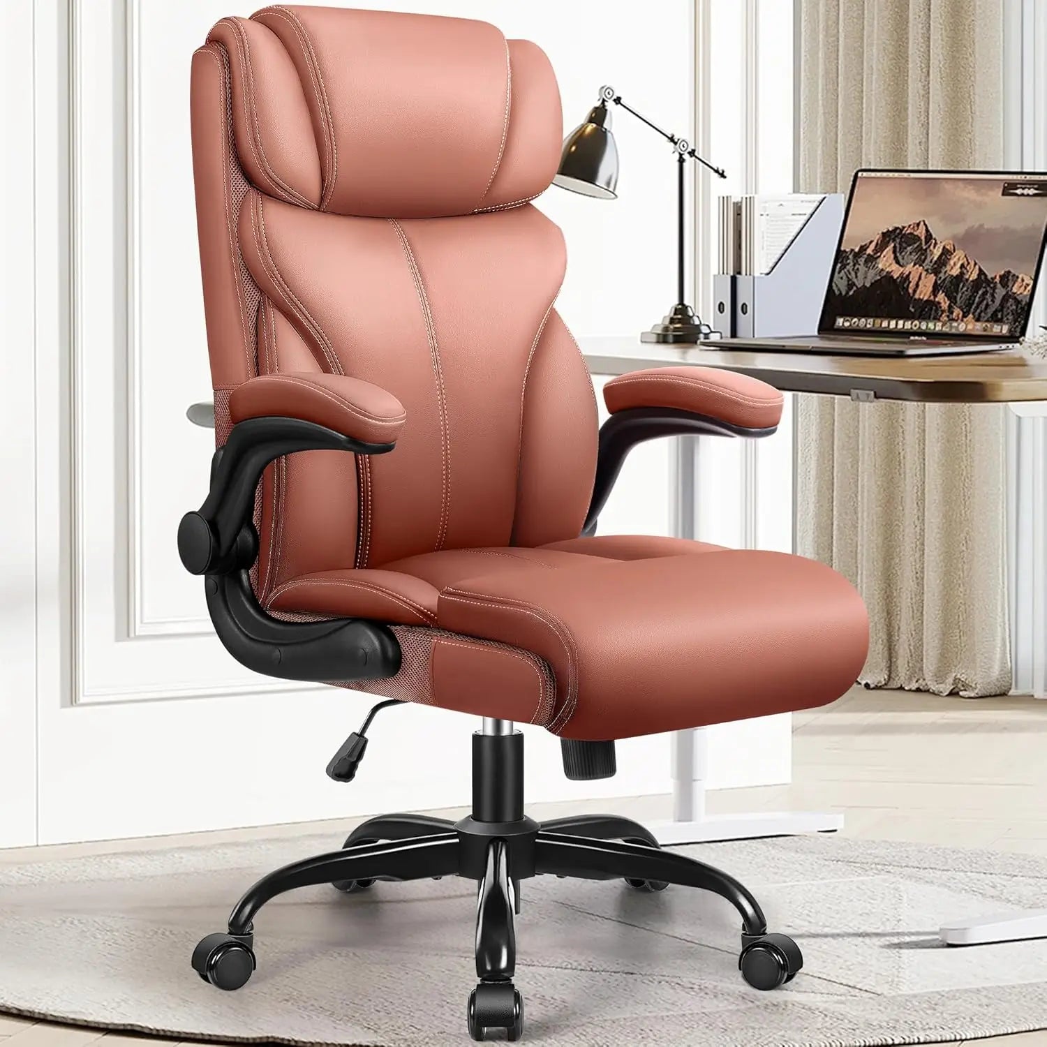 Office Chair Ergonomic Big and Tall Computer Desk Chairs Executive Breathable Leather Chair with Adjustable High Back