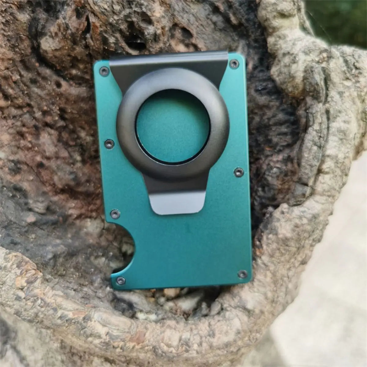 1PC For AirTag Wallet New Metal Men Credit ID Card Holder Case Slim Anti-lost Protective Air Tag Carteira Luxury - Deep