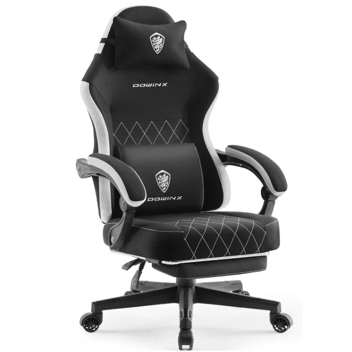Dowinx Gaming Chair Fabric with Pocket Spring Cushion High Back Ergonomic Computer Chair with Footrest for Adults