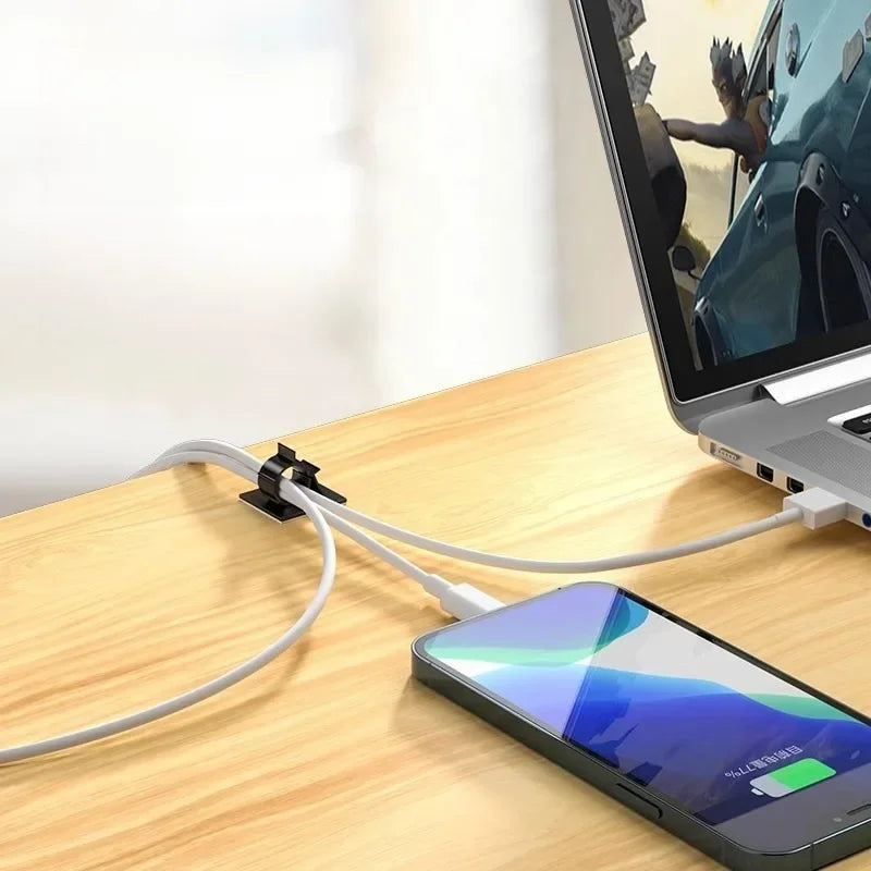 5PCS Adjustable Cable Organizer Clips Self-Adhesive Wire Management Holder Car PC TV Charging Wire Winder Desktop Line
