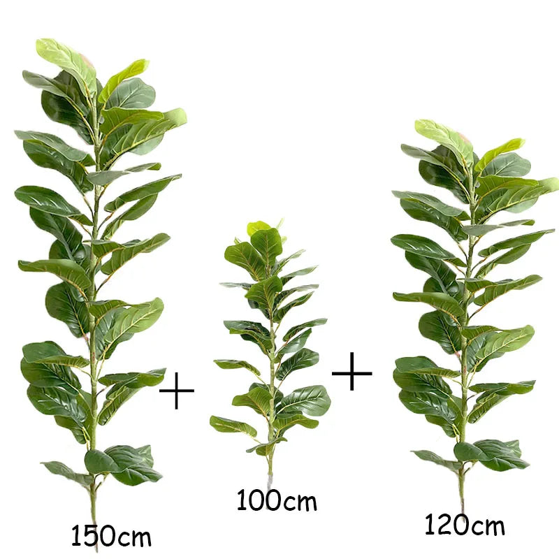 150cm Tropical Tree Large Fake Ficus Lyrata Plant Artificial Ficus Plants Branches Plastic Fake Leafs For Home Office
