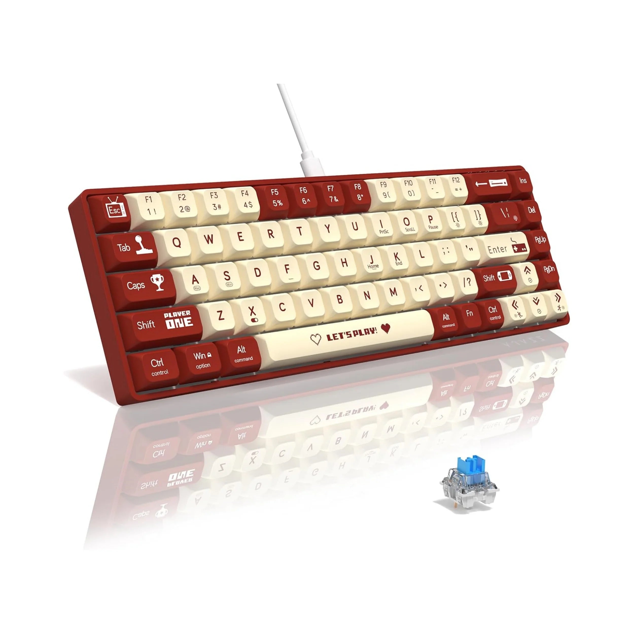 MAMBASNAKE x ATTACK SHARK AK680 65% Wired Mechanical Gaming Keyboard,Hot-Swappable,RGB Rainbow Backlit - Desktop