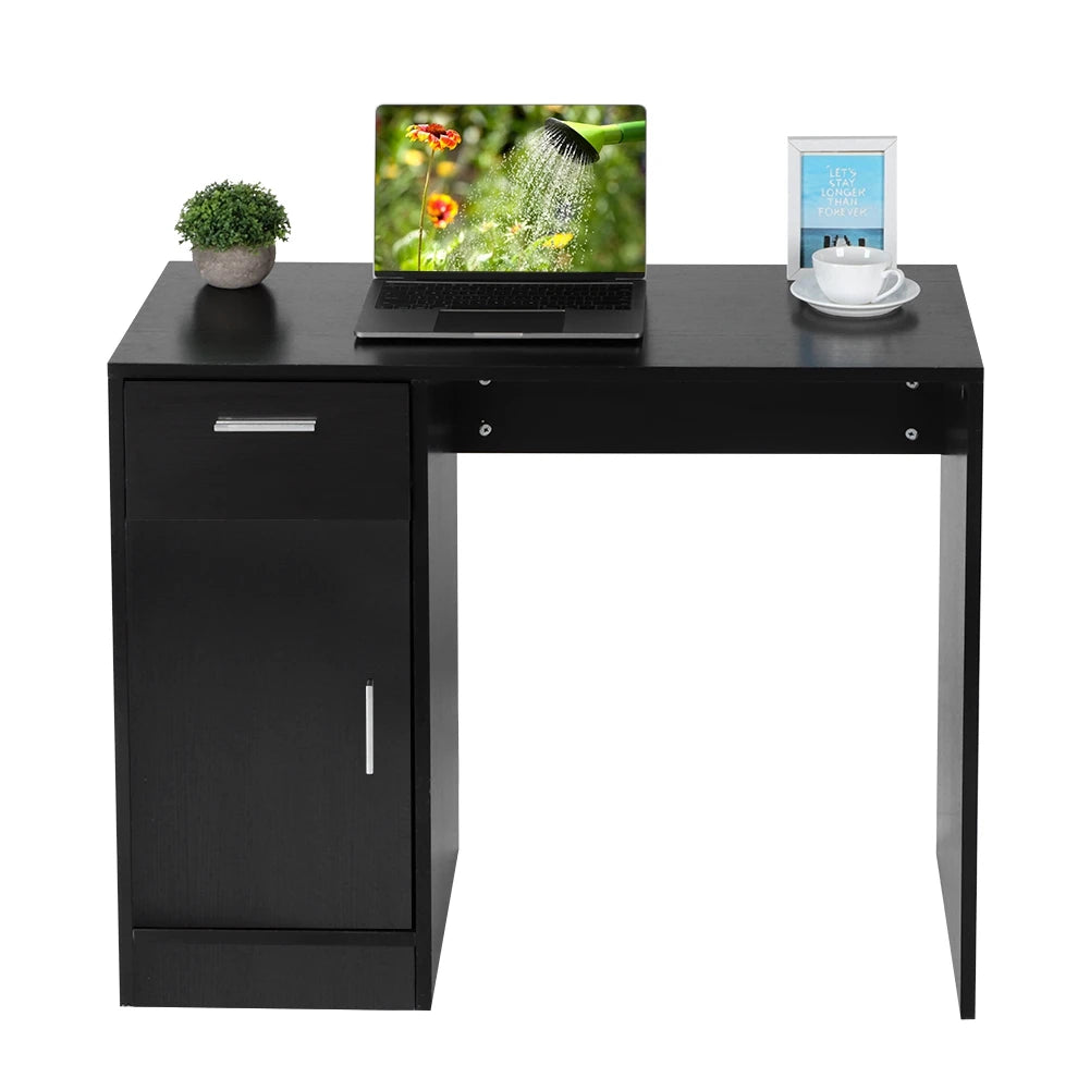 (Clearance Deal) Black Office Desk Compact Computer Desk Workstation 90*40*75cm Dorm Room Home Office Furniture