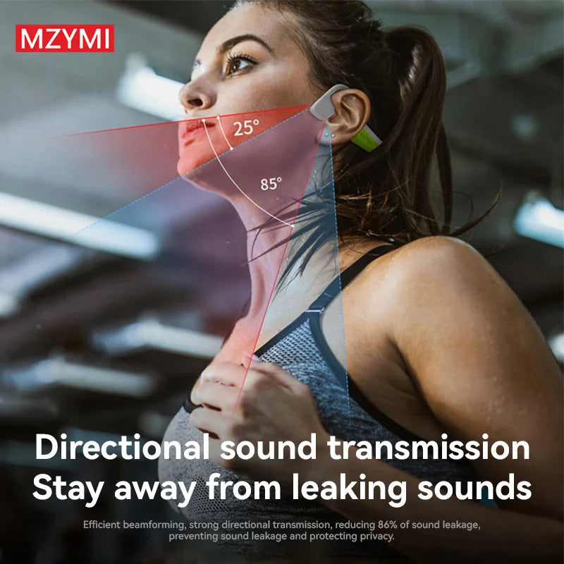 MZYMI Bone Conduction Sport Headphones I18PRO Neckband Bluetooth 5.3 Earphones Hifi Sound Running Wireless Headset TWS