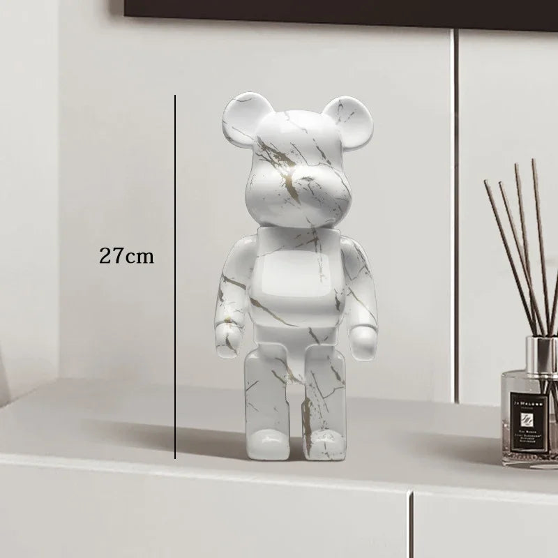27cm Graffiti Bear Statue Paint Block Bear Decor Resin Desktop Ornaments Home Decoration Living Room Bear Floor