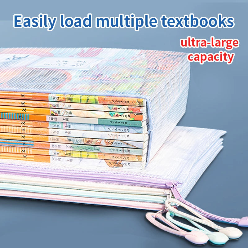 5/10/20/30pcs Zipper Storage Bag Pouch Waterproof A4 A5 PVC Mesh Zipper Bag For Files Toy Stationery For Office Home