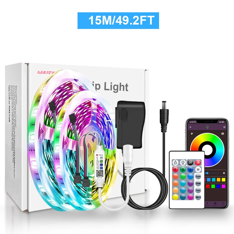LED Strip Lights RGB 5050 LED Strips Bluetooth APP Control Color Changing DC 12V 30LEDS/M Per Meter For Bedroom Room