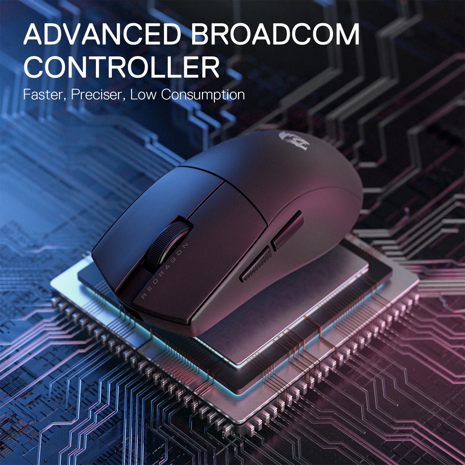 Redragon M916 PRO 3-Mode Wireless Gaming Mouse 49G Ultra-Light 26K DPI Full Programmable Buttons Gamer Mouse