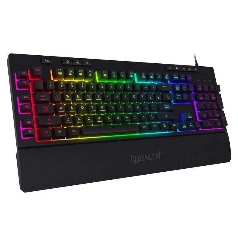 Redragon K512 Shiva RGB Backlit Membrane Gaming Wired Keyboard Linear Mechanical-Feel Switch Detachable Wrist Rest