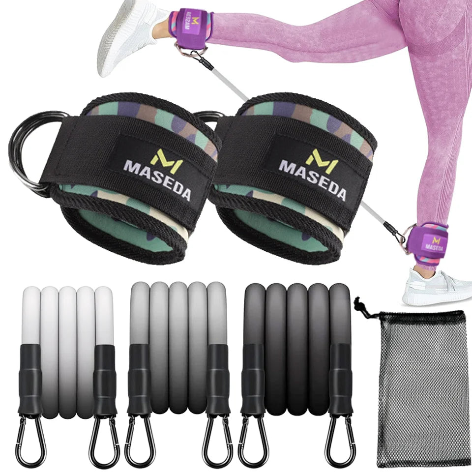 LOOGDEEL D-Ring Support Ankle Cuffs Resistance Bands Ankle Straps Fitness Yoga Leg Strength Safety Extensions Gym Guard