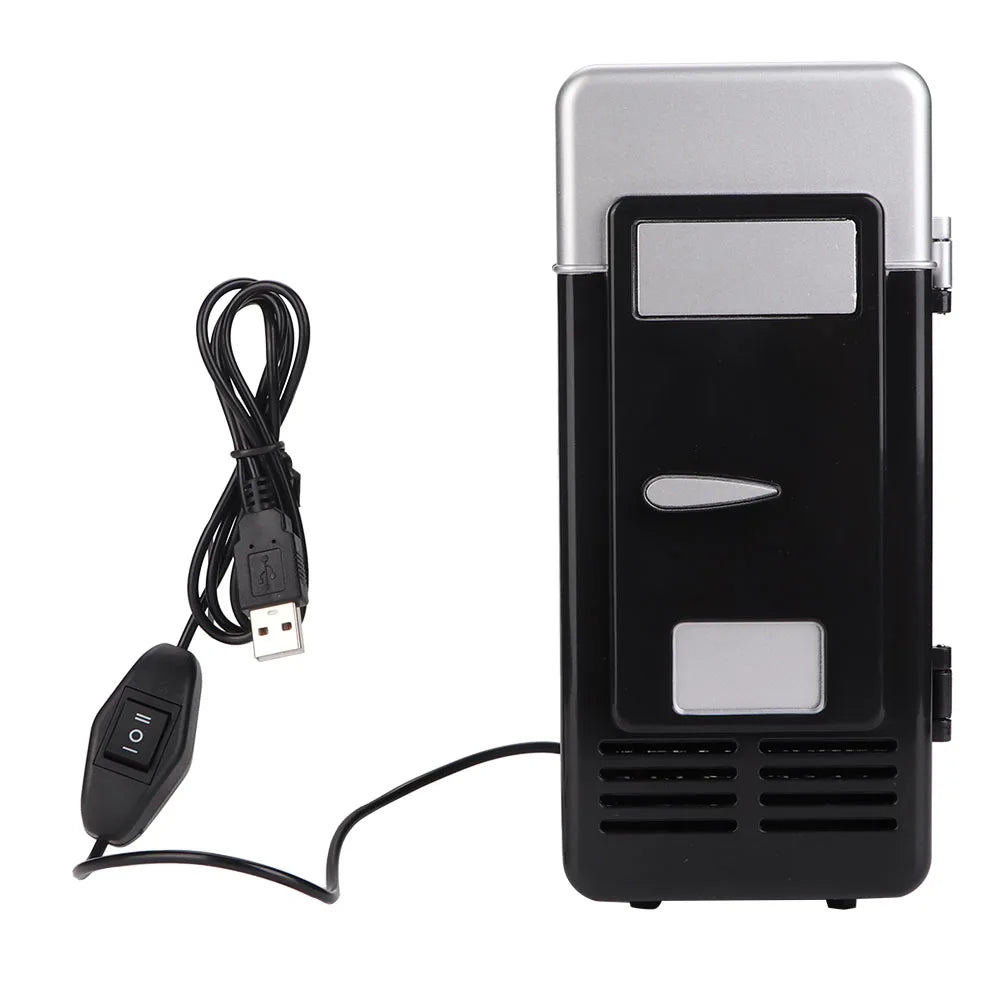 Mini USB Office Mini Heating And Cooling Dual Use Portable Refrigerator Drink Cooler - black