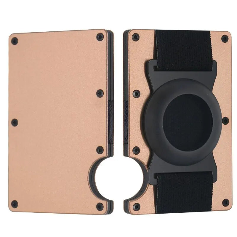 Men Metal Wallet AirTag Holder Aluminum Credit Card Holder Wallet RFID Blocking Slim Wallet for Minimalist Carteira