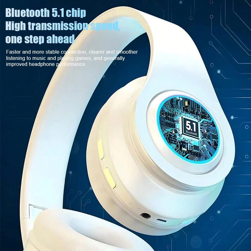 Wireless Gaming Headset Lightweight Foldable Headphones With Built-in Microphone Compatible With 3.5mm Audio Cable