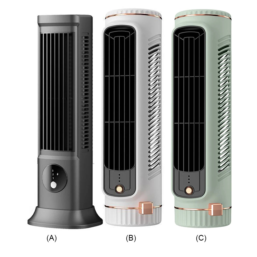 Desk Tower Fan USB Rechargeable 3 Speeds Quiet Air Cooler Summer Ventilation Fan Desktop Cooling Fan for Outdoor