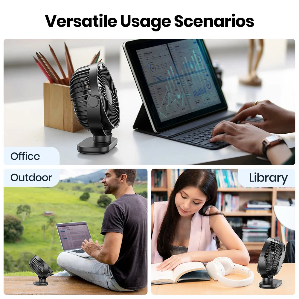 TOPK K60C 5000mAh Portable Mini Fan,Standing Fans for Room,LED Display 360°Rotation Quiet Personal Desk Electric Fan