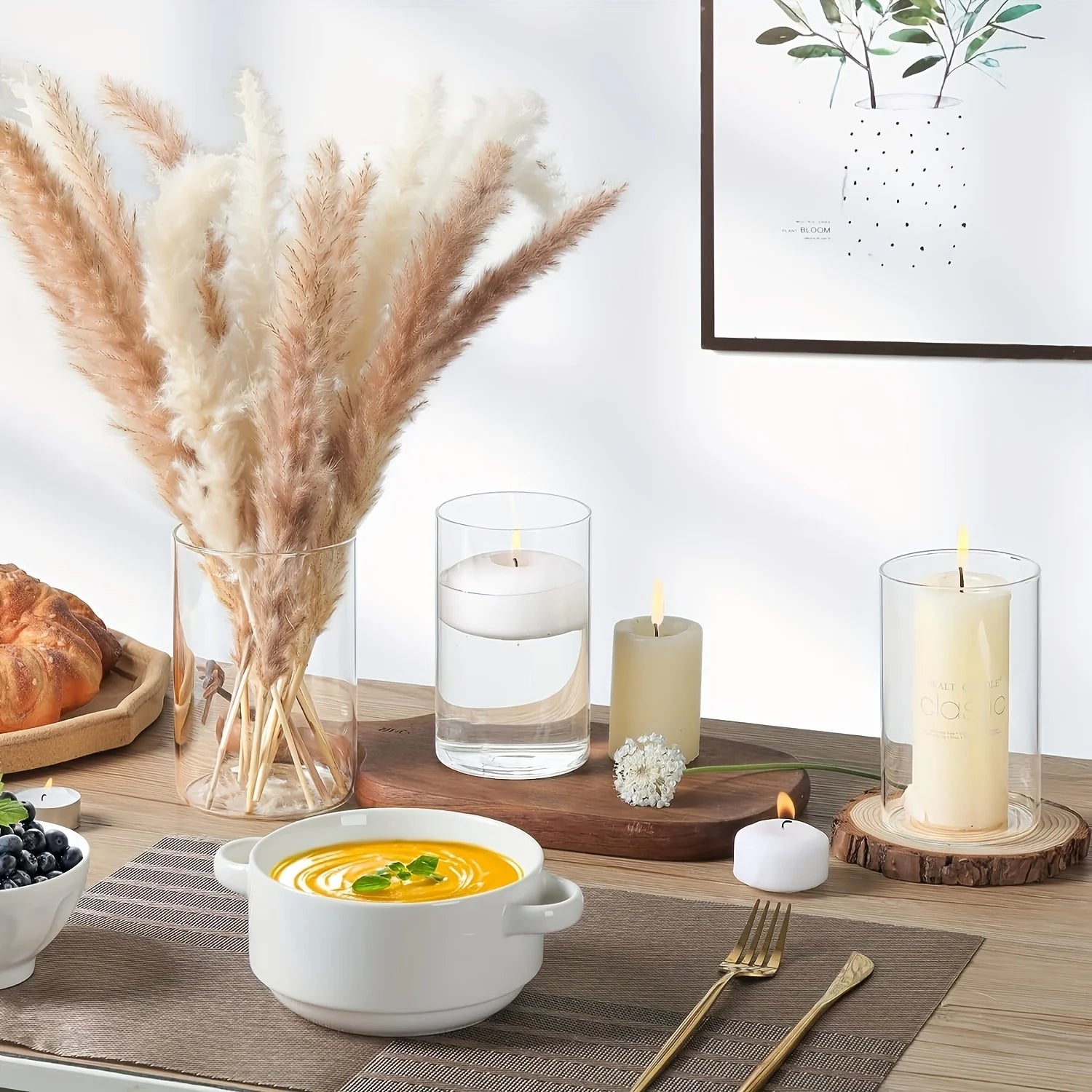 Glass Cylinder Vase 5.5 英寸 6 英寸 Tall Clear Vase Hurricane Candle Holder for Wedding Party Home Decor