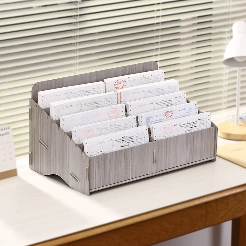 Financial Accounting Document Storage Box Single Receipt Organizer Desktop Storage Box Industrial Sle Wood Made