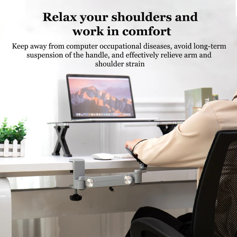 360° Rotation Metal Arm Rest Wrise Support Ergonomic Computer Adjustable Mouse Pad Armrest Comfort Office Extended Hand
