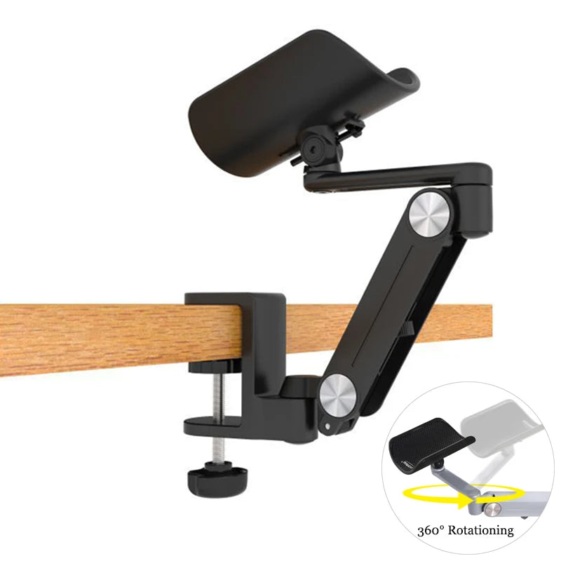 360° Rotation Metal Arm Rest Wrise Support Ergonomic Computer Adjustable Mouse Pad Armrest Comfort Office Extended Hand