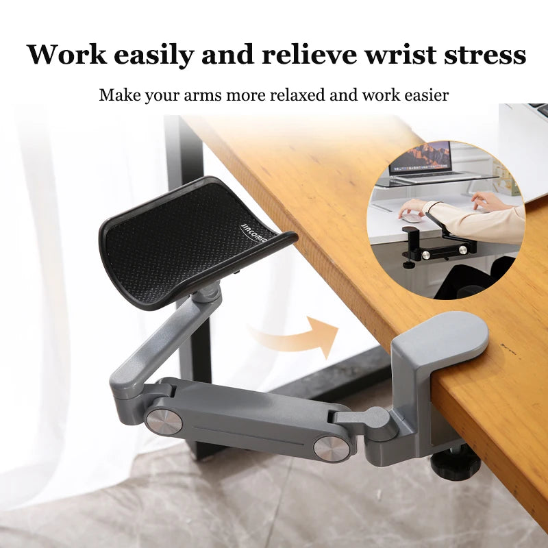 360° Rotation Metal Arm Rest Wrise Support Ergonomic Computer Adjustable Mouse Pad Armrest Comfort Office Extended Hand
